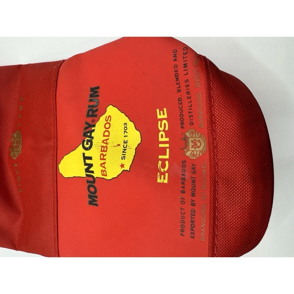 Vintage Mount Gay Rum Barbados Eclipse Red Canvas Rope Handle‎ Bottle Bag Tote